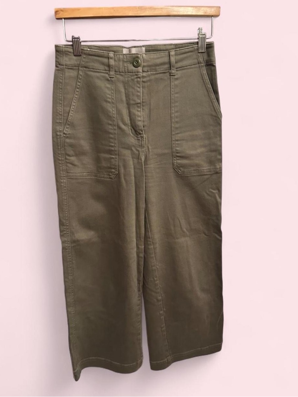 Everlane Olive Green Wide-Leg Crop Pants